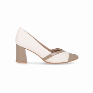 Scarpin Luiza Salto Alto Off White com Areia