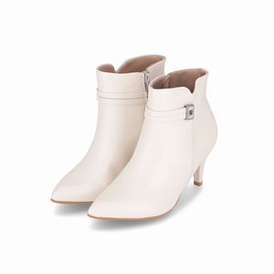 Bota Luiza Cano Curto Salto Alto Off White