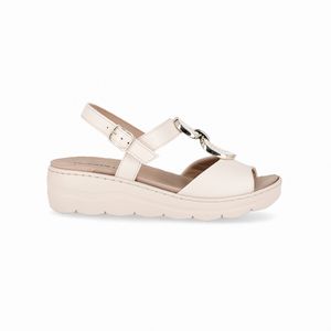 Sandália Spa Anabela Médio Off White