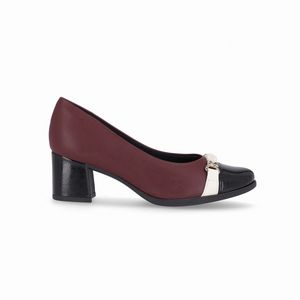 Scarpin Danubia Salto Médio Burgundy com Preto