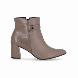 Bota Luiza Cano Curto Salto Alto Taupe