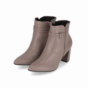 Bota Luiza Cano Curto Salto Alto Taupe