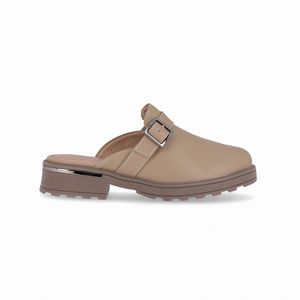 PICCADILLY MAXI - Sapato Mule Gisa Anabela Médio Areia