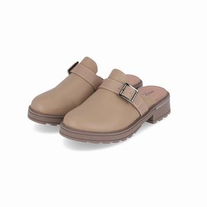 PICCADILLY MAXI - Sapato Mule Gisa Anabela Médio Areia