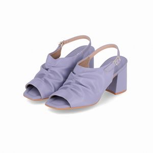 Sandália Slingback Flavia Salto Alto Quartzo Azul