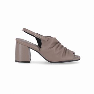 Sandália Slingback Flavia Salto Alto Taupe