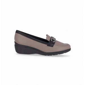 PICCADILLY MAXI - Sapato Loafer Beth Anabela Taupe com Preto