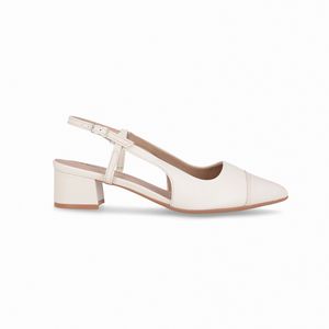 Sapato Slingback Taci Salto Médio Off White