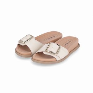 Tamanco Anali Rasteira Off White Croco