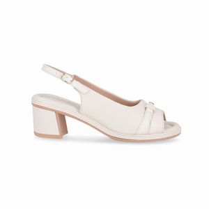 Sandália Slingback Paola Salto Médio Off White