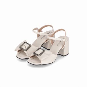 Sandália Flavia Salto Alto Off White
