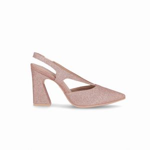 Sapato Slingback Silvana Salto Alto Ouro Rosado