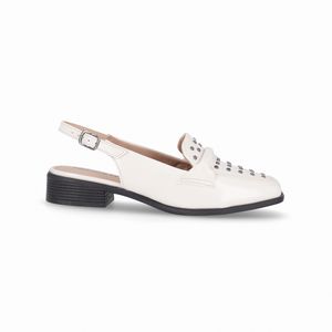 Sapato Slingback Giovanna Salto Baixo Off White