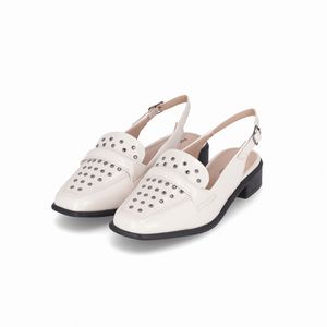 Sapato Slingback Giovanna Salto Baixo Off White