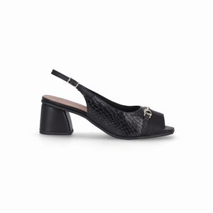 PICCADILLY MAXI - Sapato Slingback Adriana Salto Médio Preto