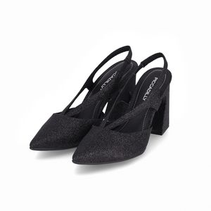 Sapato Slingback Silvana Salto Alto Preto Absoluto/Preto