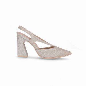 Sapato Slingback Silvana Salto Alto Champagne