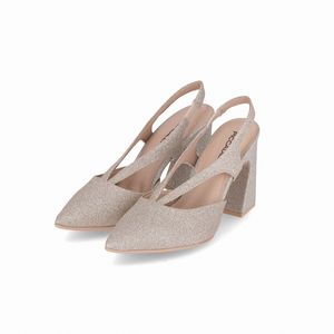 Sapato Slingback Silvana Salto Alto Champagne
