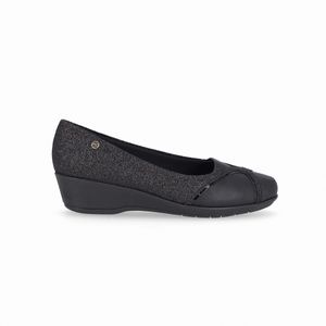 Sapato Ivone Salto Anabela Médio Preto
