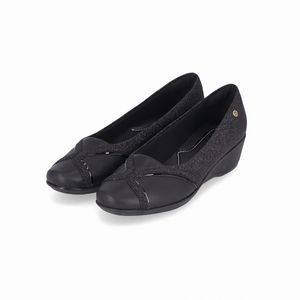 Sapato Ivone Salto Anabela Médio Preto