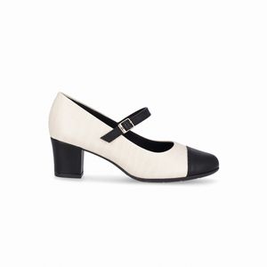 Sapato Boneca Laura Salto Médio Off White
