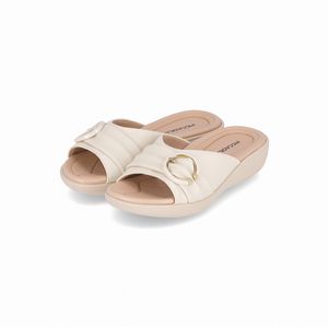 Tamanco Fascite Anabela Médio Off White