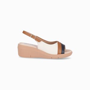 Slingback Cecilia Anabela Médio Mascavo com Off White