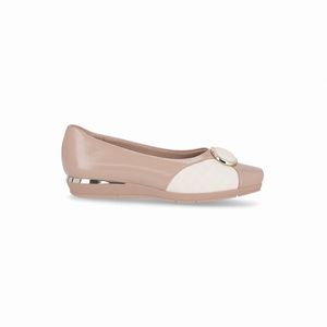 PICCADILLY MAXI - Sapato Fernanda Salto Baixo Off White com Rose