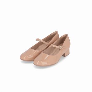 Sapato Boneca Jaqueline Salto Baixo Nude Claro