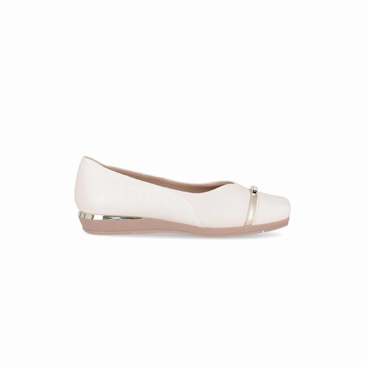 Sapato Fernanda Salto Baixo Off White/Ouro - PICCADILLY Sapato Fernanda Salto Baixo Off White/Ouro - PICCADILLY