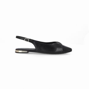 Slingback Ana Salto Baixo Preto
