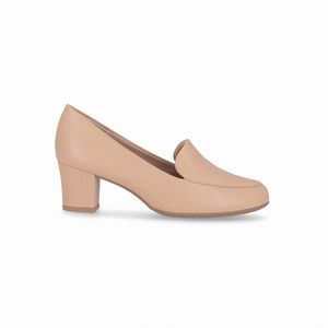Loafer Laura Salto Médio Nude Claro