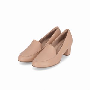 Loafer Laura Salto Médio Nude Claro