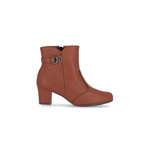 Bota Laura Cano Curto Salto Médio Conhaque