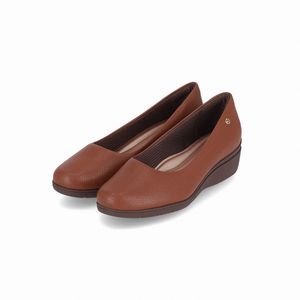 PICCADILLY MAXI - Sapato Beth Anabela Médio Conhaque