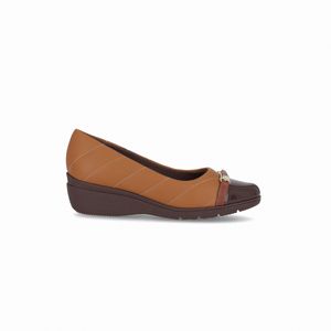 PICCADILLY MAXI - Sapato Beth Anabela Médio Mascavo