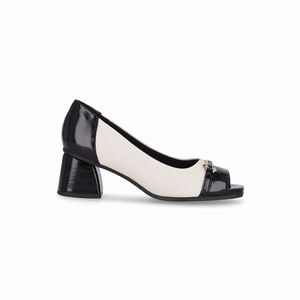 PICCADILLY MAXI - Sapato  Adriana Salto Médio Off White com Preto