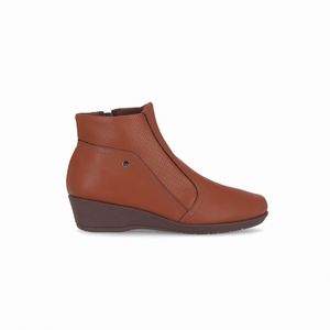 Bota Ivone Cano Curto Anabela Médio Conhaque