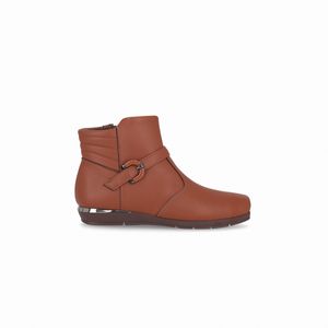 PICCADILLY MAXI - Bota Fernanda Cano Curto Salto Baixo Conhaque