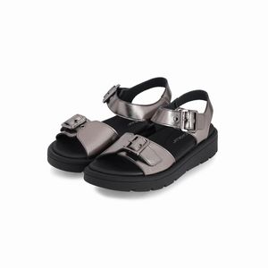 Sandália Gabriela Anabela Baixo Pewter