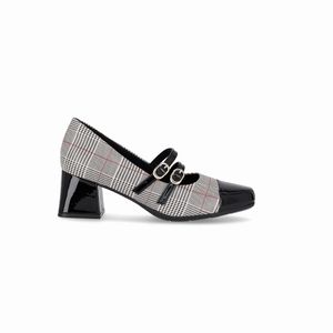 PICCADILLY MAXI - Sapato Boneca Estela Salto Médio Xadrez