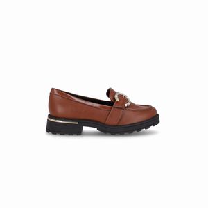 PICCADILLY MAXI - Sapato Mocassim Gisa Salto Médio Conhaque