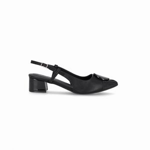 Slingback Taci Salto Médio Preto