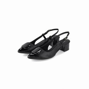 Slingback Taci Salto Médio Preto