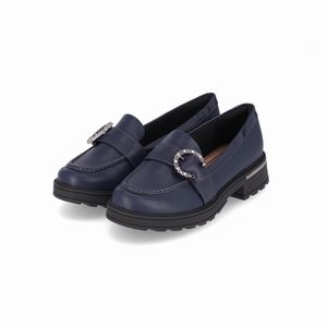 PICCADILLY MAXI - Sapato Mocassim Gisa Anabela Médio Navy