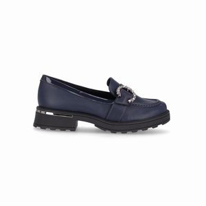 PICCADILLY MAXI - Sapato Mocassim Gisa Anabela Médio Navy