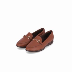 Loafer Sandy Anabela Baixo Conhaque