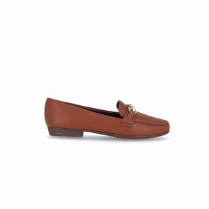 Loafer Raquel Salto Baixo Conhaque