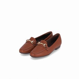 Loafer Raquel Salto Baixo Conhaque