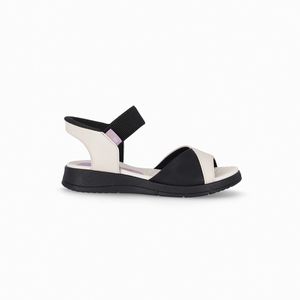Papete Slip Fit Anabela Médio Off White com Preto